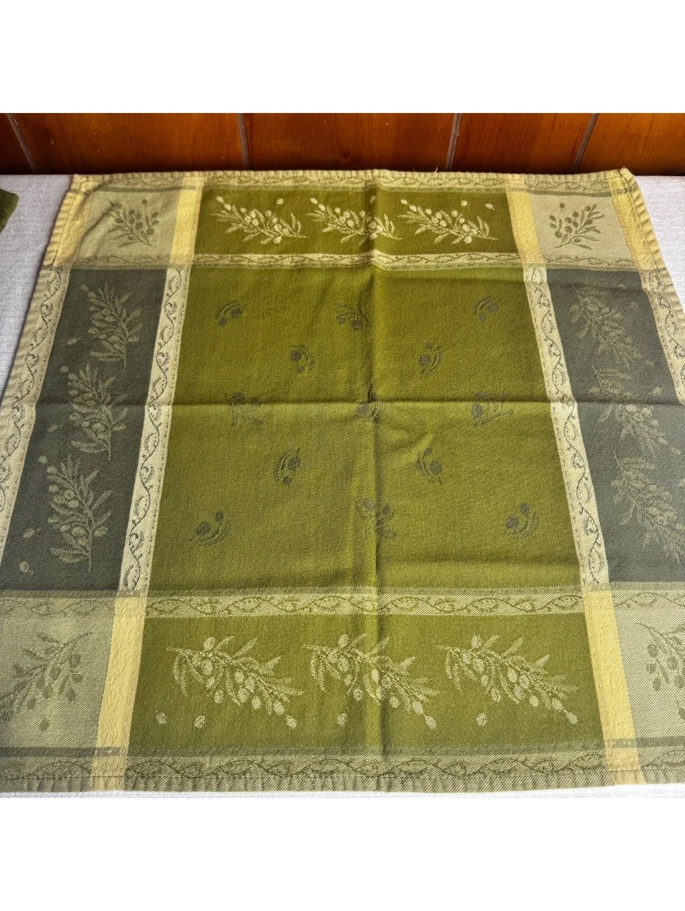 Vintage Tessitura Pardi Set of 4 Olive Green Cotton Napkins 20 Inch Table Linens